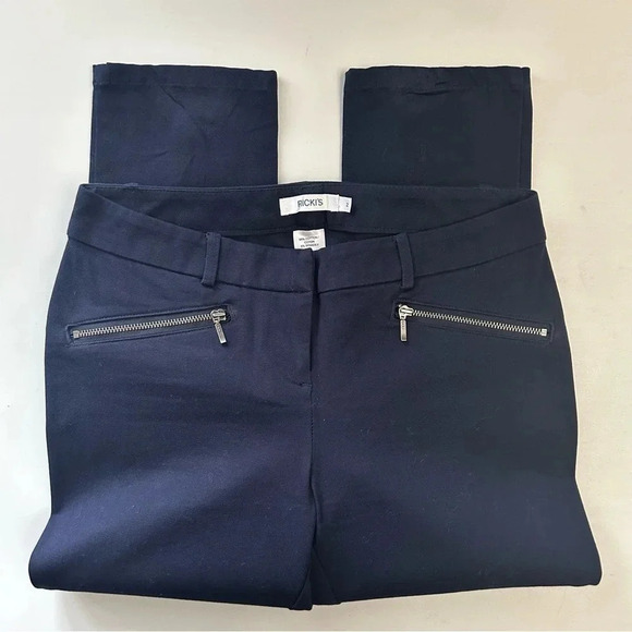 Ricki’s Slim Fit Pants Zip Pocket  Moto Stretch Micro Twill Navy Blue Size 2 - Picture 15 of 15